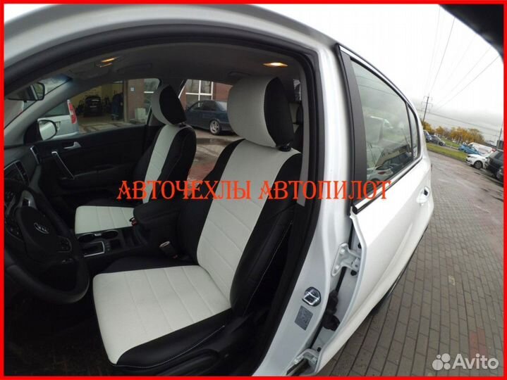 Чехлы Автопилот Kia Sportage 4 из экокожи чёр-бел