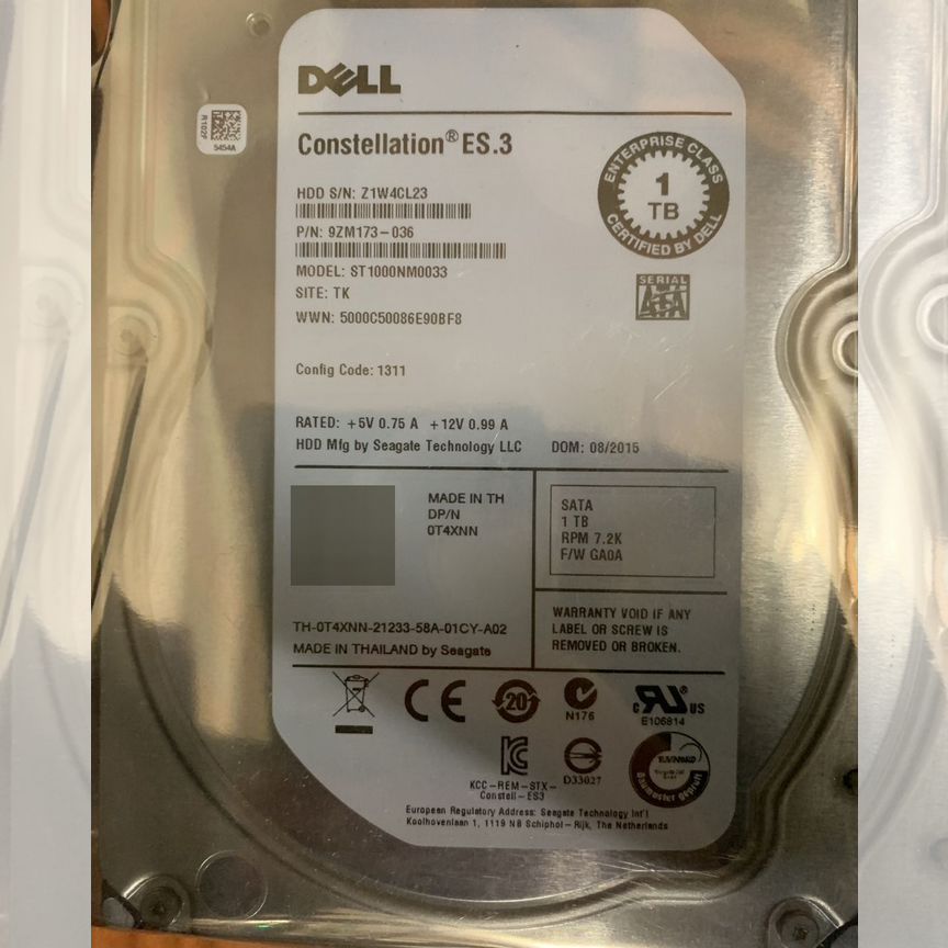 [0T4XNN] Жесткий Диск Dell 1tb Sata3 3.5 0t4xnn
