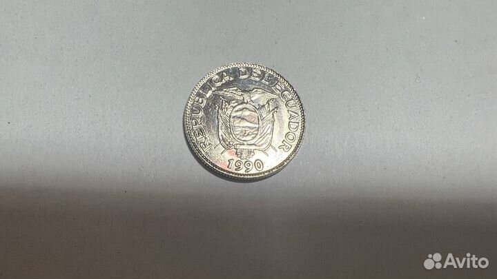 Монета Эквадор старая 1 сукре 1990