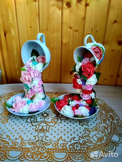 Чашка с цветами. Декор