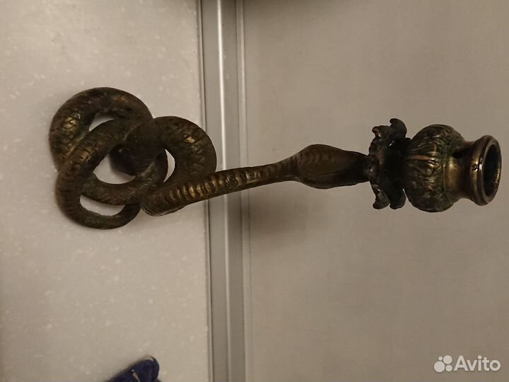 Подсвечник старинный бронза. Змея