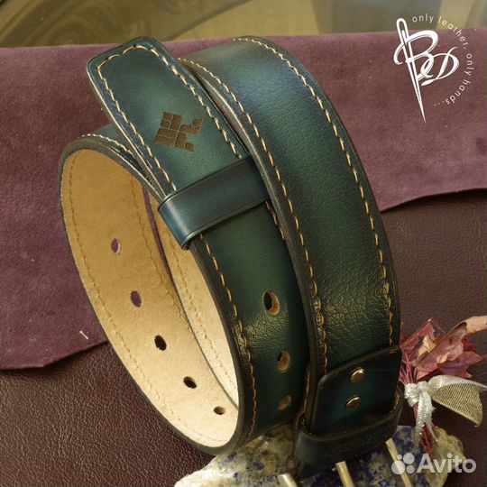 Ремень под джинсы. Кожа буйвола. Ручная работа