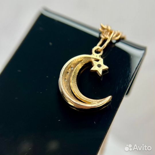 Золотая подвеска полумесяц 585 золото