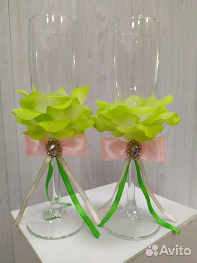 Свадебные бокалы ручной работы