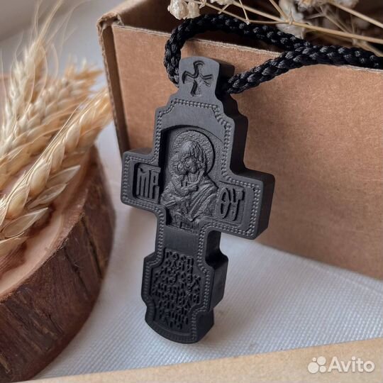 Крест мужской с Богородицей на гайтане