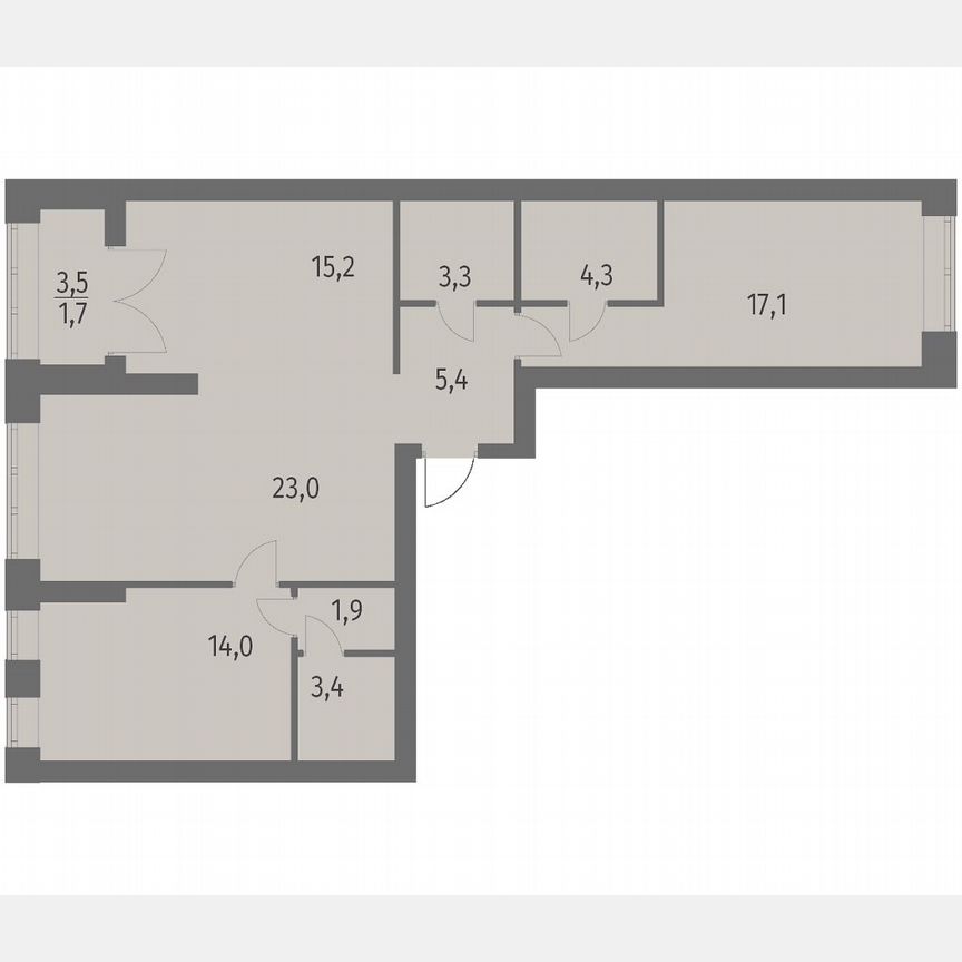 3-к. квартира, 89,4 м², 2/13 эт.