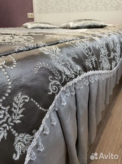 Комплект шторы и тюль и покрывало для спальни