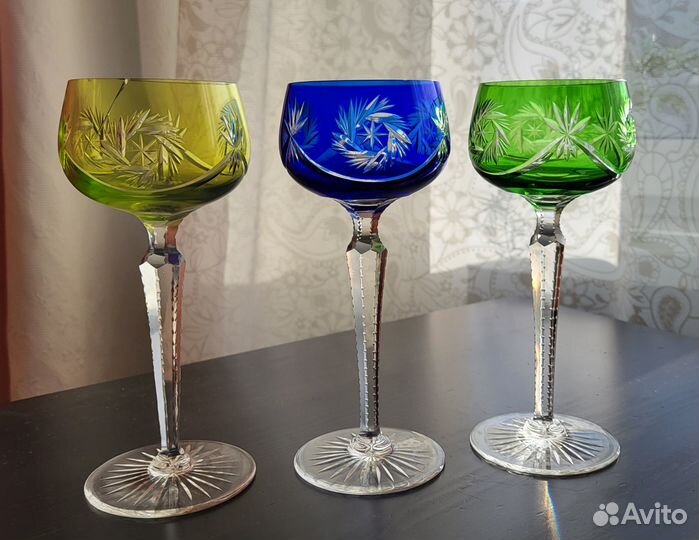 Бокалы Германия, цветной хрусталь, винтаж