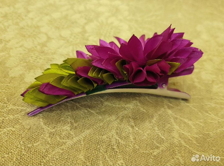 Зажим, заколка для волос с цветами, канзаши
