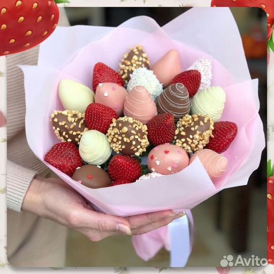 Букеты из клубнички в шоколаде