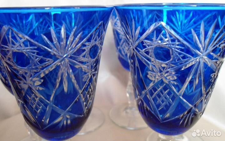 Салатницы, фруктовницы синее стекло с позолотой