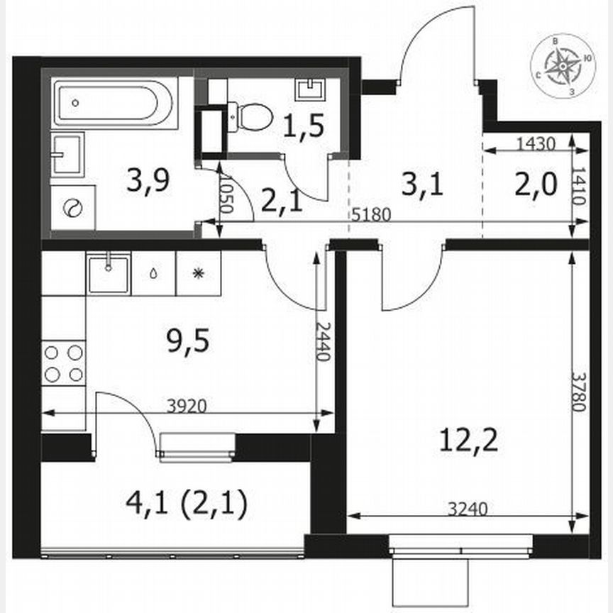 1-к. квартира, 36,4 м², 13/17 эт.