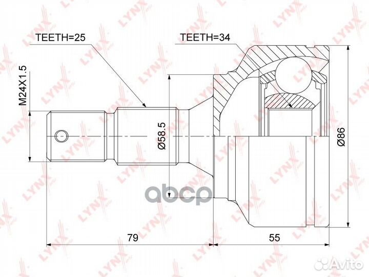 Шрус наруж. ком/кт CO-3824 lynxauto