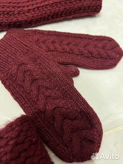 Набор шапка, шарф, варежки и повязка