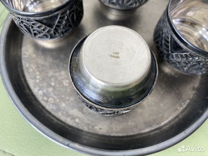 Стопки на подносе мельхиор СССР