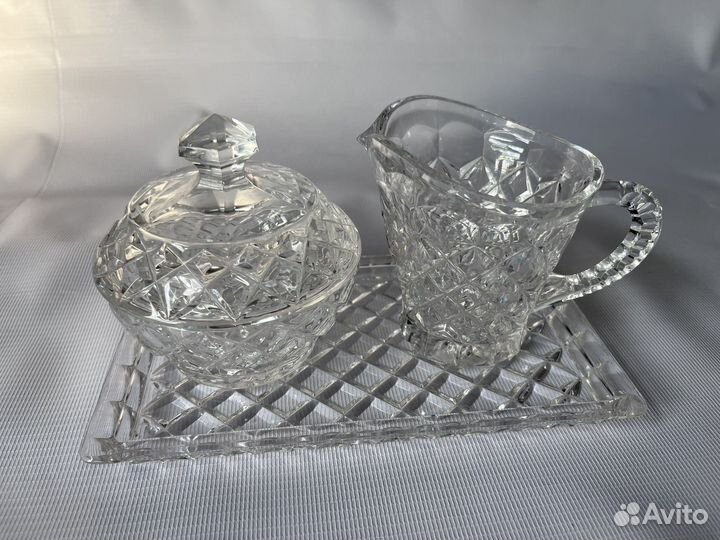 Хрусталь сахарница и молочник Crystal Bohemia