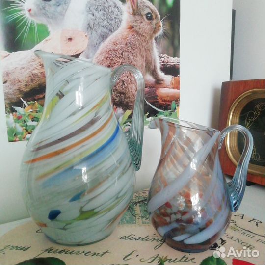 Кувшин цветное стекло СССР