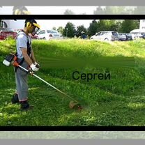 Покос травы триммером, Тихорецк