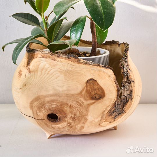Деревянное кашпо