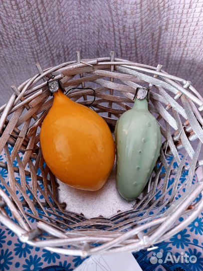 Ёлочные игрушки СССР фрукты стекло