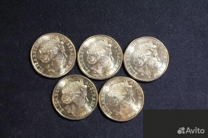 Набор монет 5шт. 1 доллар 2014-2018 год Австралия