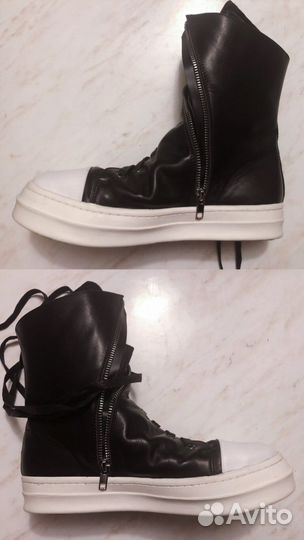 Высокие кеды на молнии кожаные