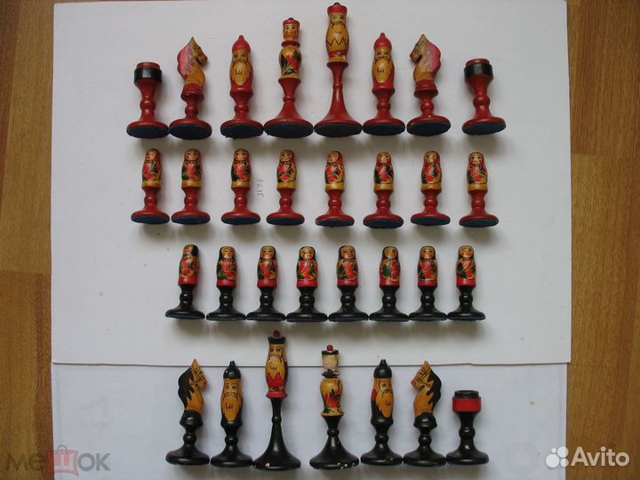 Шахматы резные народный промысел Хохлома
