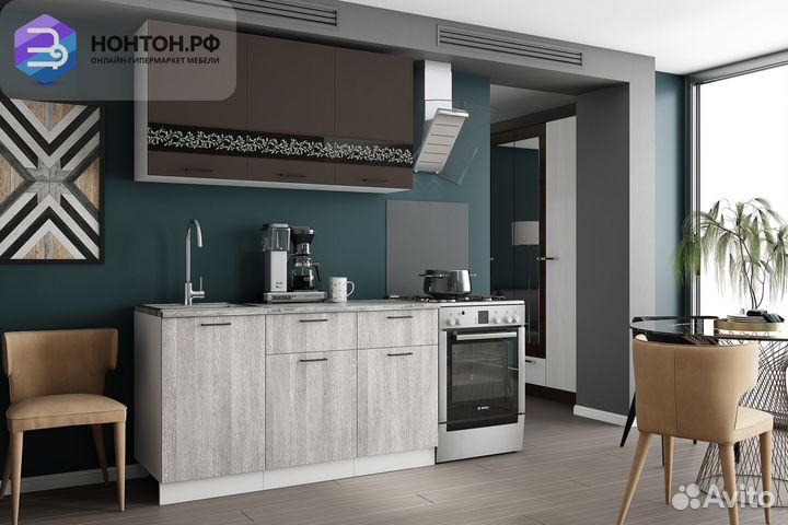 Кухня Милена 1.5 м смоки софт / вяз