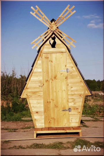 Дачный туалет деревянный прямоугольник PSP