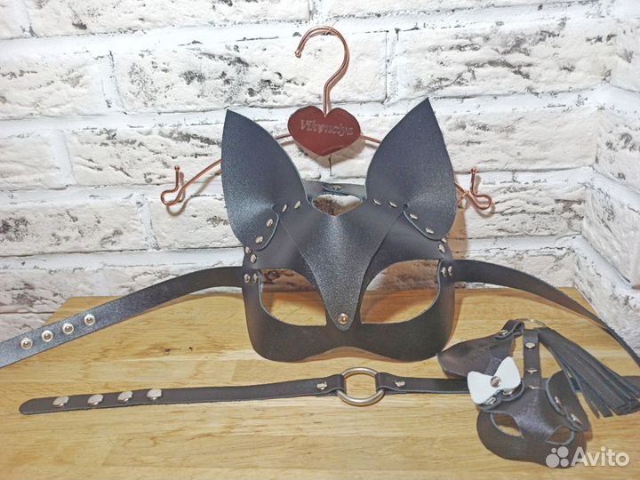 Масочка Лисичка(с чокером и брелком) нат кожа