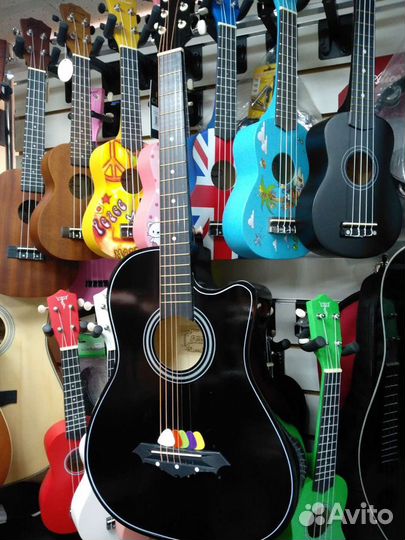 Акустическая гитара, новая, набор медиаторов