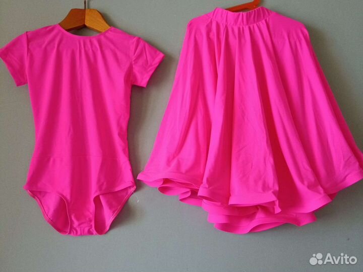 Купальник детский с юбкой розовый