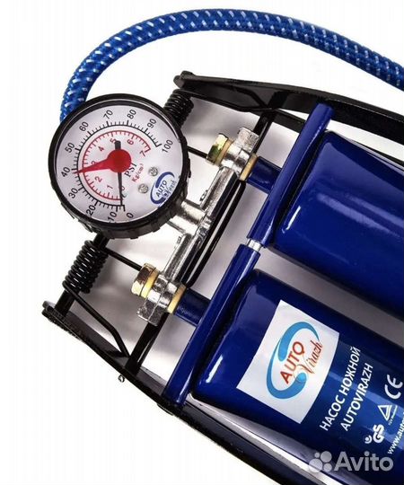 Насос ножной воздушный с манометром двойной