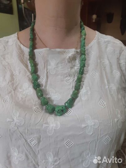 Старинные бусы натур. бирюза