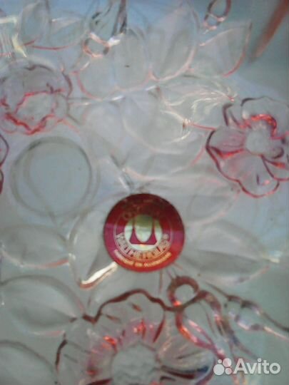 Конфетница Суданская роза цветное стекло Германия