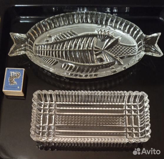 Селедочница. Хрусталь. Винтаж