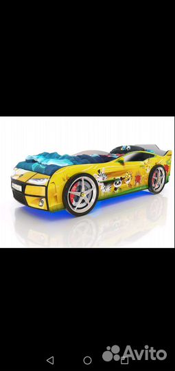 Детская кровать машинка с матрасом бу