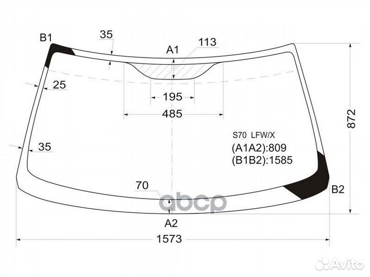 Стекло лобовое volvo S70/V70 97-00 S70 LFW/X XYG