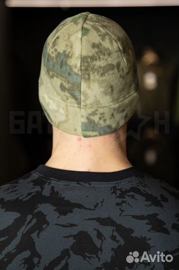 Шапка флисовая, зелёный мох