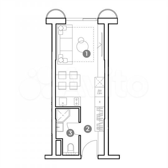 Апартаменты-студия, 23,2 м², 24/29 эт.
