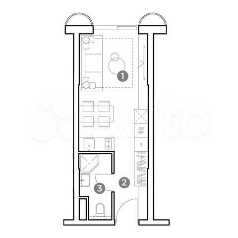 Апартаменты-студия, 23,2 м², 24/29 эт.