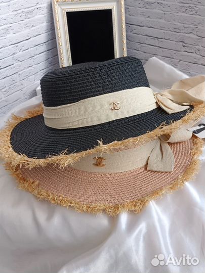 Соломенная шляпа Chanel с лентой