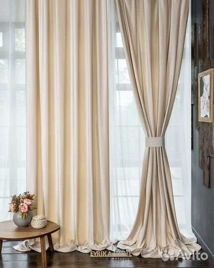 Шторы бархат Беллиссимо ванильный крем пошив