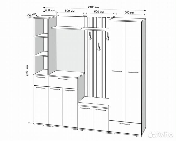 Набор мебели для прихожей Калифорния
