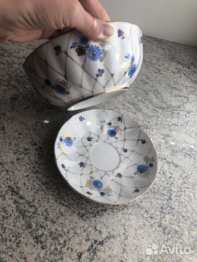 Сухарница или Конфетница и блюдце лфз фарфор 1с