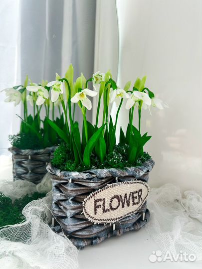 Подснежники хододный фарфор,цветы для подарка