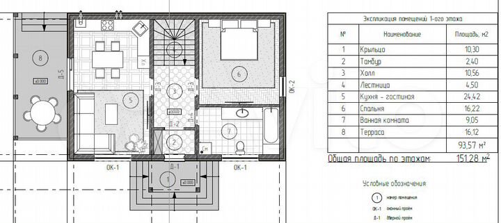 Коттедж 152 м² на участке 15 сот.