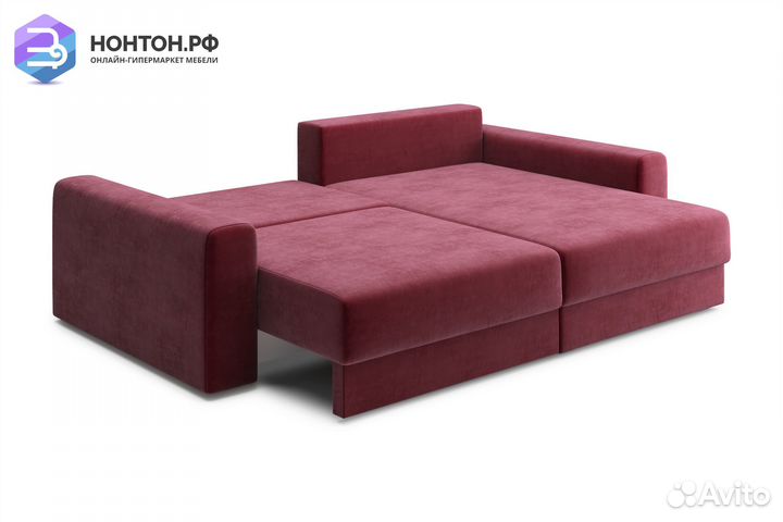 Диван угловой тик-так Омега бордовый