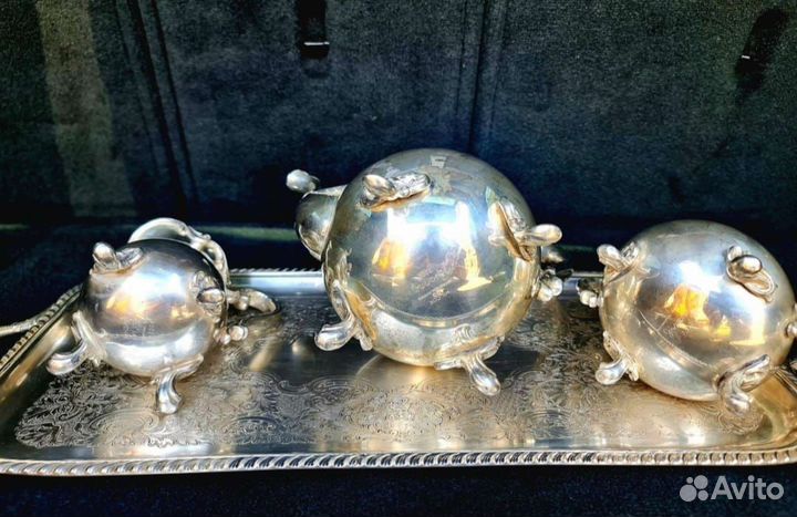 Серебрение набор Кофейник, сахарница, поднос