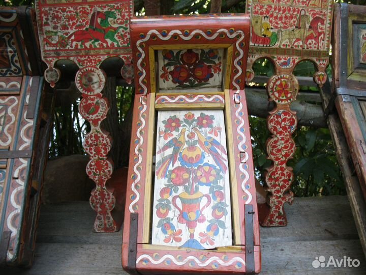 Детские расписные санки старинные с росписью аренд